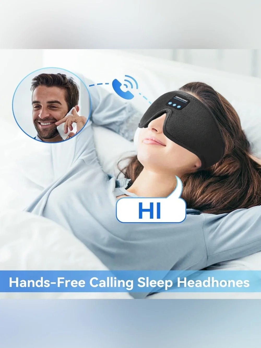 Black Bluetooth Music Sleep Mask with Speakers